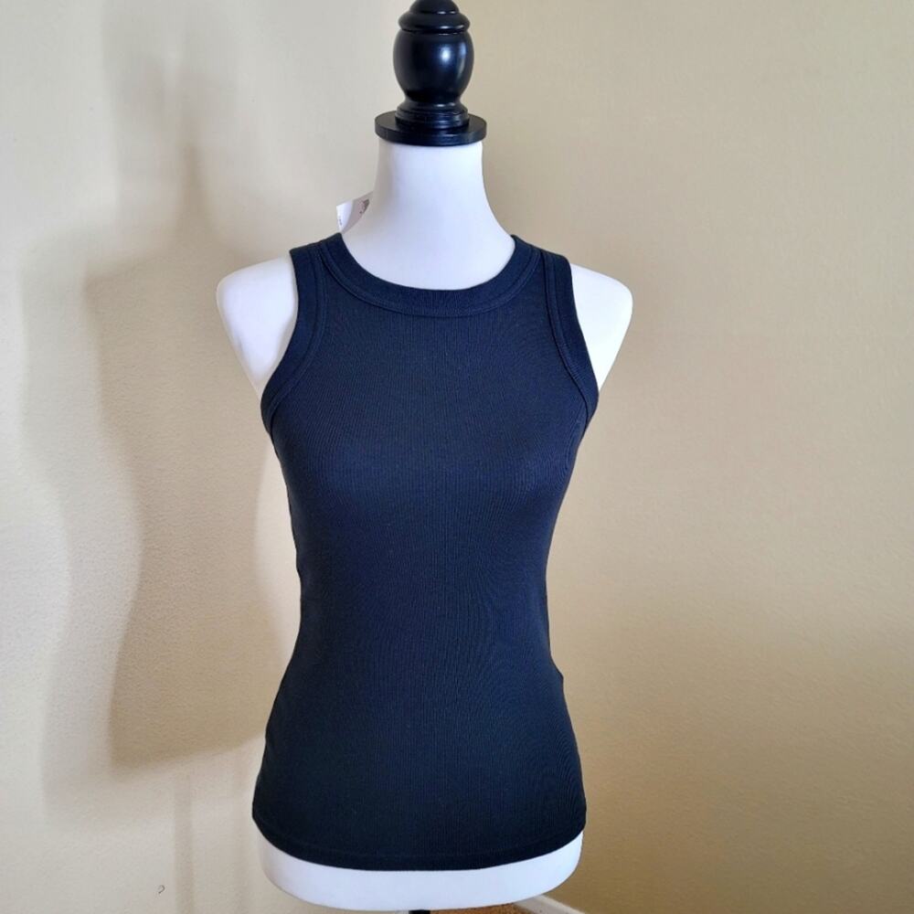 NWT Banana Republic Tank, Small Essential Tuckable High-Neck Rib Top, Black